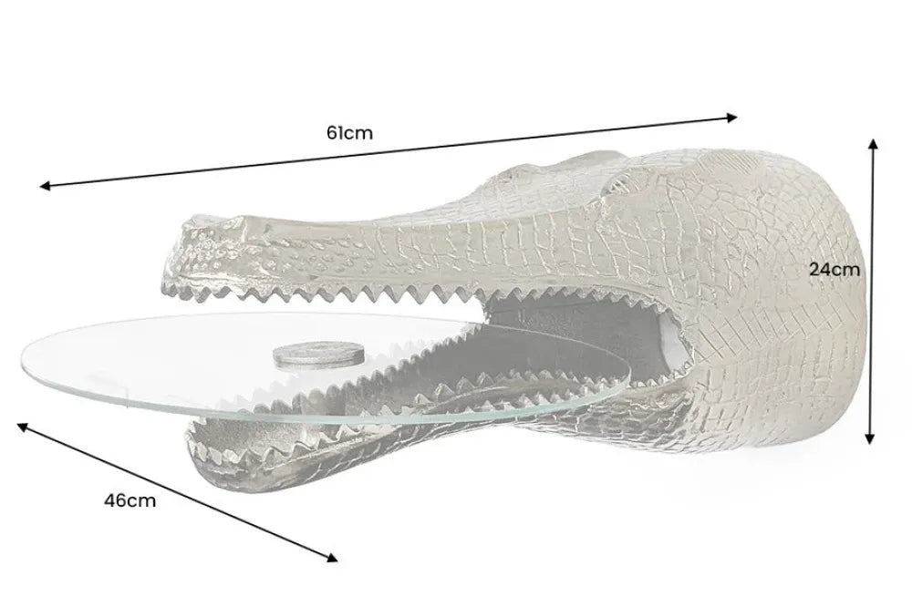 Masuta suspendata din Sticla securizata Transparent si Metal Argintiu L46xH24cm Wildlife crocodile
