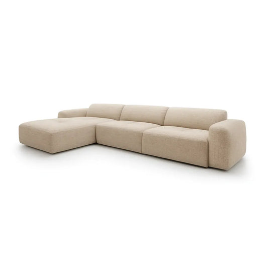 Coltar Loran fix in forma de L din catifea Vogue bej L364×180×H65 cm