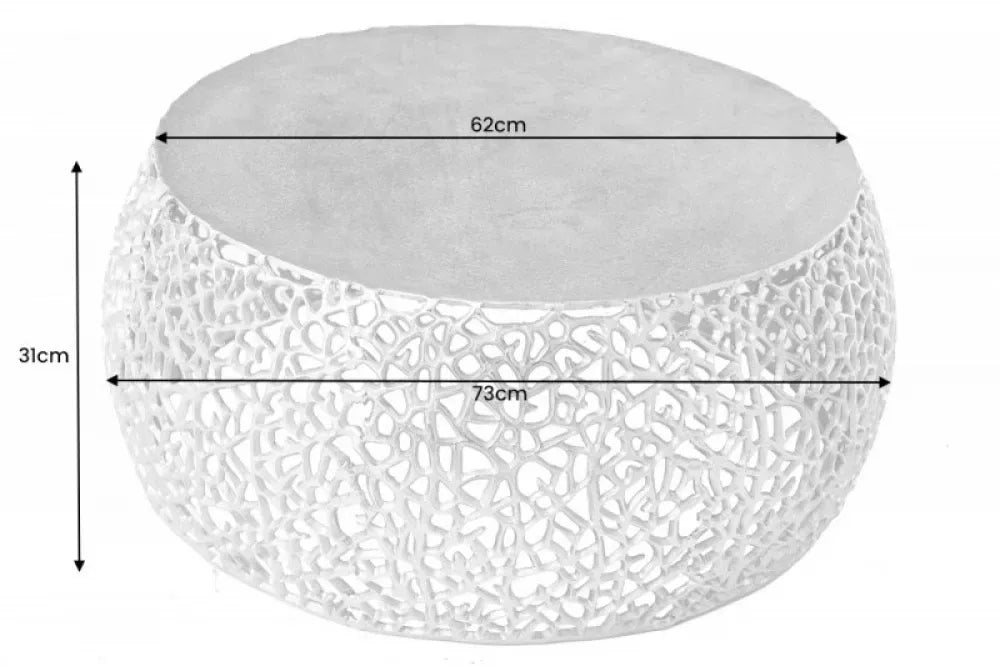 Masuta de cafea Rotunda din Metal Argintiu D73xH31cm Leaf
