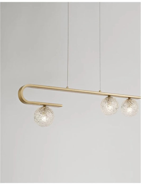 Lustra structura din Metal Auriu si abajur din Sticla Transparent H180xL80cm IP20 MIRANO