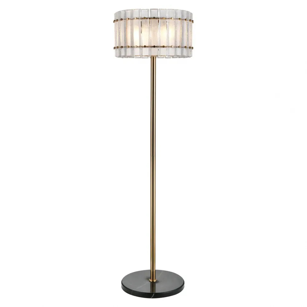 Lampa de podea din Metal/Sticla/Marmura Alama/Transparent/Negru D48xH168cm Feline Richmond Interiors