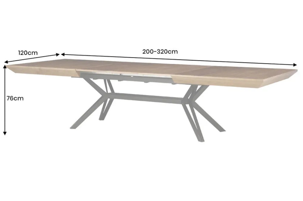 Masa extensibila din MDF/Funir de nuc Maro si Metal Negru L200-320xH76cm GIANT