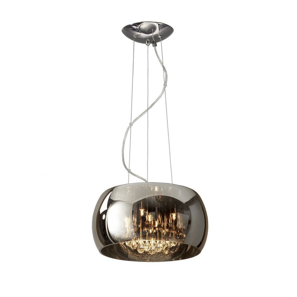 Lustra rotunda cu inaltime reglabila din Sticla Gri cu 5 becuri D40xH140cm Argos cu telecomanda