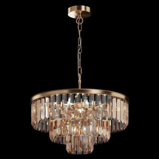 Lustra din Metal si Sticla Auriu cu 7 becuri E14 40W D50xH115cm Revero