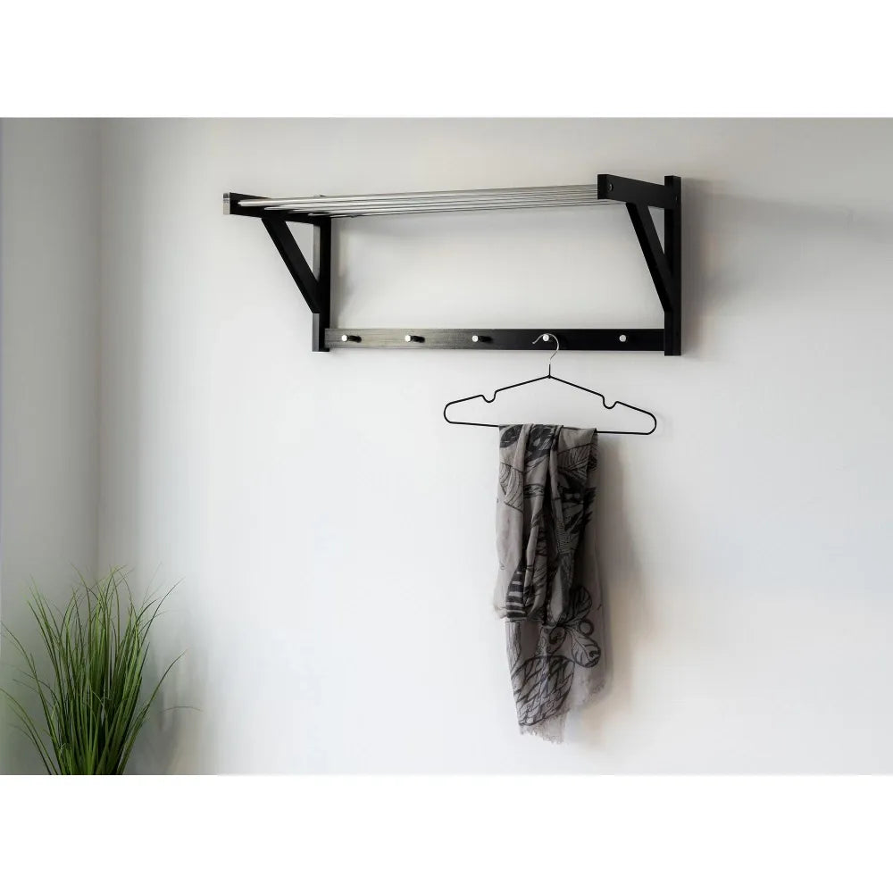 Cuier de perete din Lemn/Metal Negru/Argintiu L32xH34cm Padova