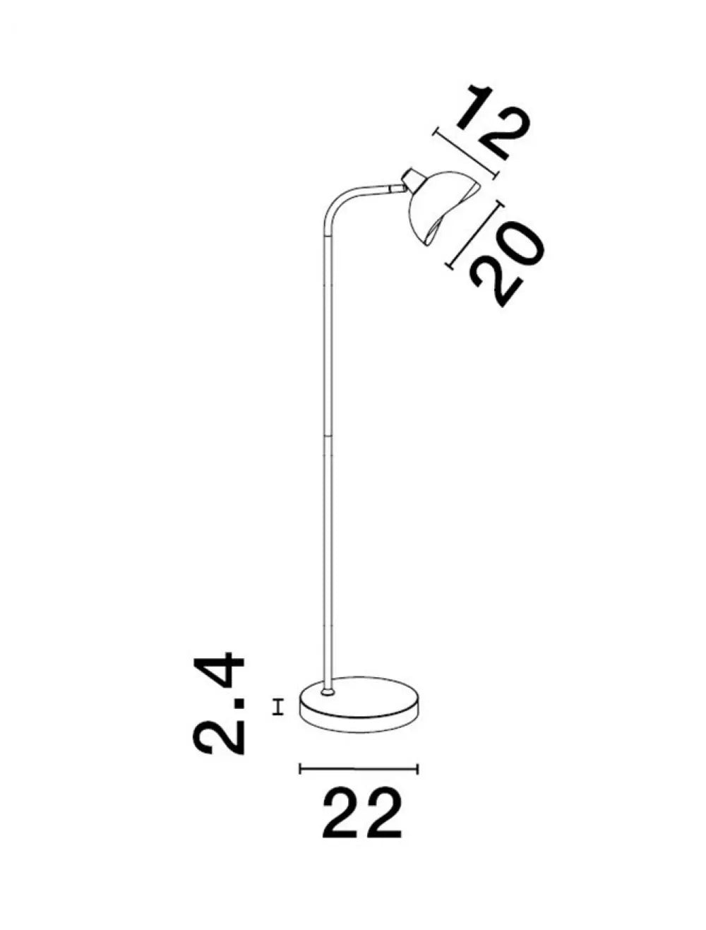 Lampa de podea din Metal Negru/Auriu H150xL22cm IP20 GETI