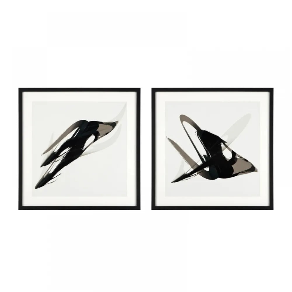 Set 2 tablouri print cu rama din Lemn Negru L93xH93cm Ivan Melotti Eichholtz