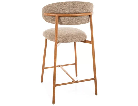Scaun de insula din Stofa Bej si Metal Maro H91xL50xA52cm Elton