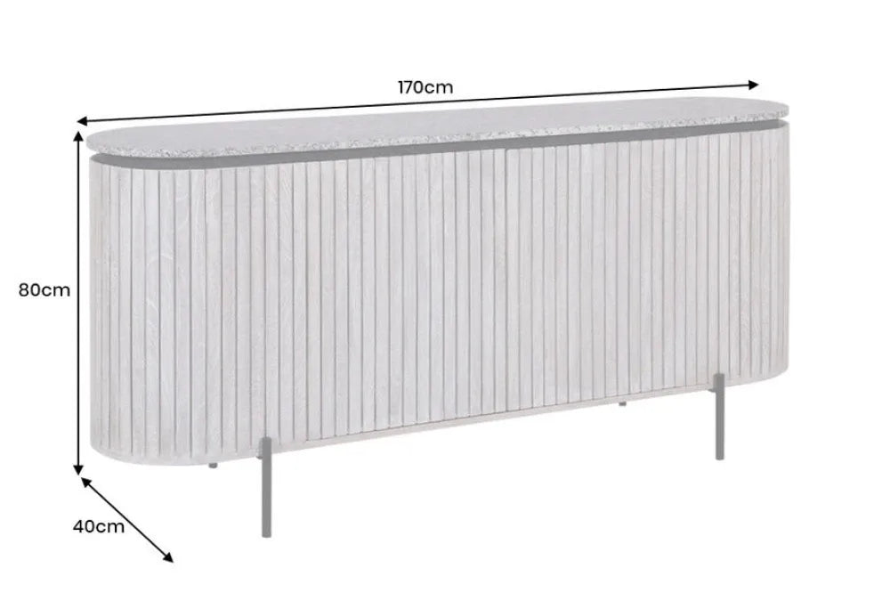 Comoda din Marmura Multicolor si Metal/Lemn de mango Negru/Alb L172xH81cm ADLON