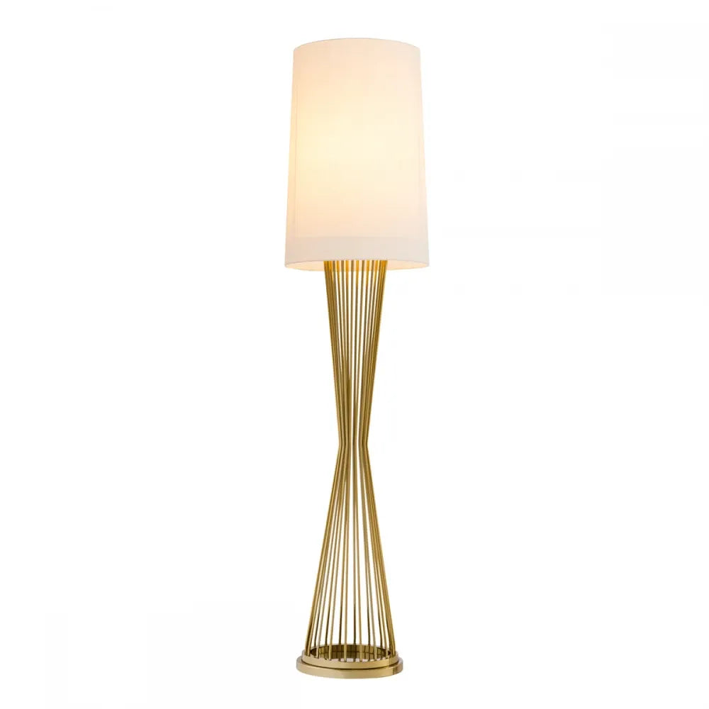 Lampa de podea din Metal Auriu si Stofa Crem H172.5xD40cm Holmes Eichholtz