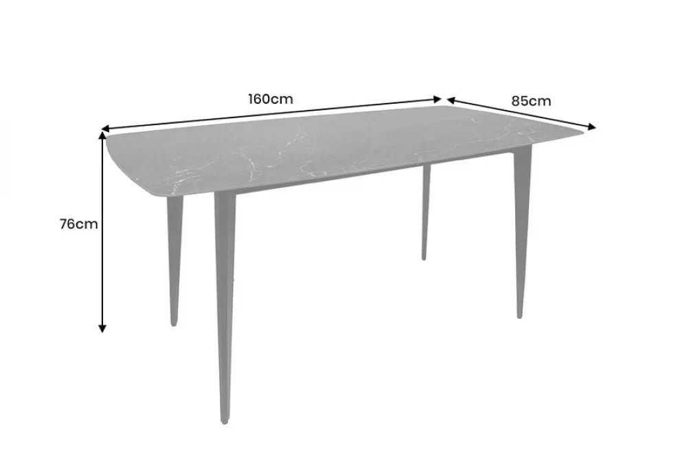 Masa din Ceramica Negru antracit si Metal Negru L160xH76cm Milano