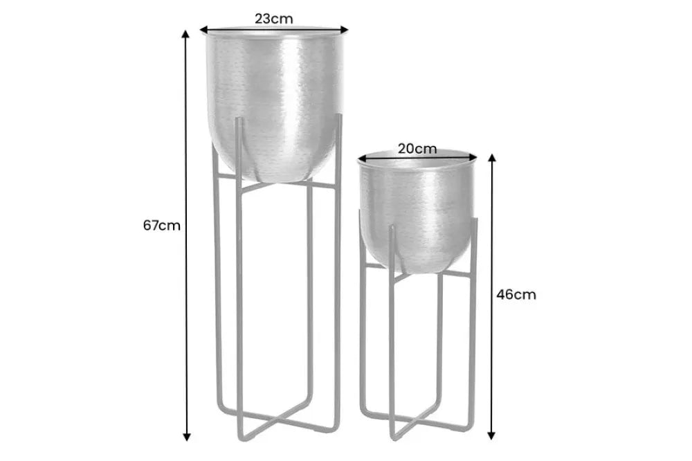 Set 2 ghivece din Metal Auriu/Negru H46/67xD20/23cm Unit