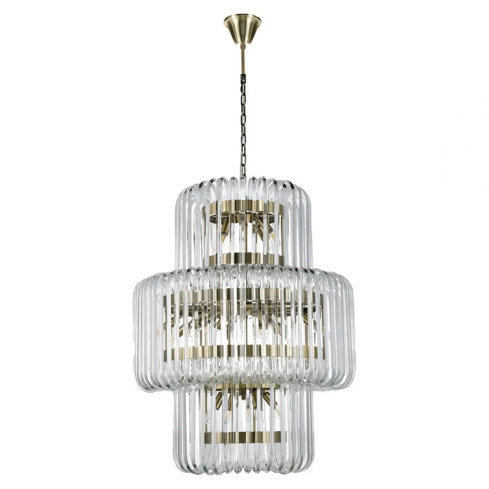 Candelabru din Metal Auriu si Sticla securizata Transparent H107xD80cm Chenna Richmond Interiors