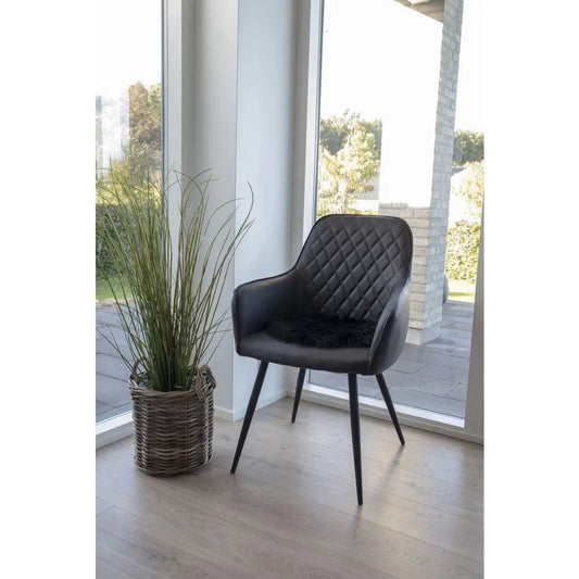Blanita sintetica decorativa pentru scaun Negru D35cm Lambskin Artificial