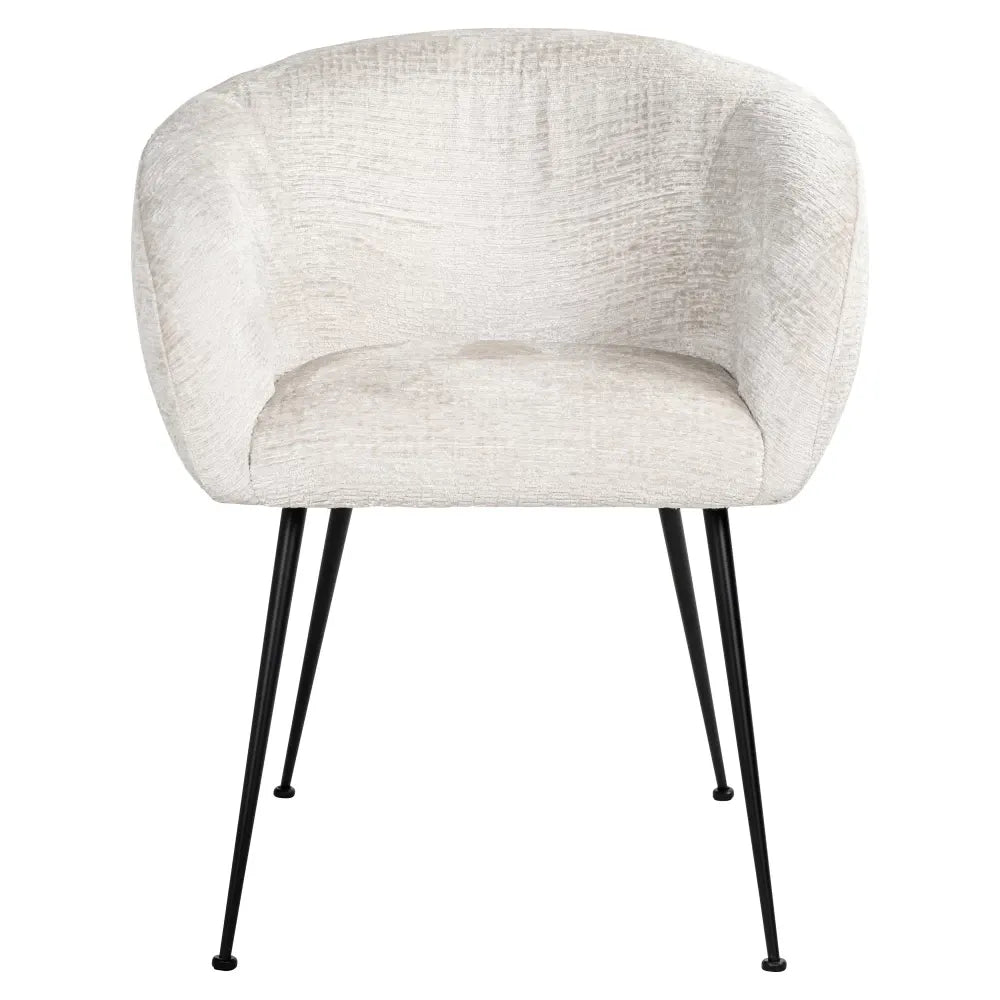 Scaun tapitat cu Stofa Crem cu picioare din Metal Negru H77xL65xA62cm Ruby Richmond Interiors
