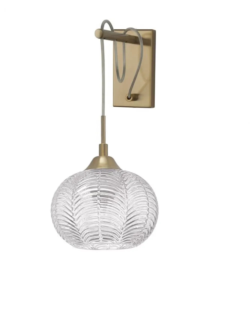 Aplica de perete structura din Metal Auriu si abajur din Sticla Transparent H40xL19cm IP20 VARIO
