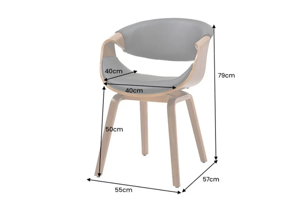 Scaun tapitat cu Piele artificiala Negru si picioare din MDF Maro H79xL56xA60cm ORGANIC