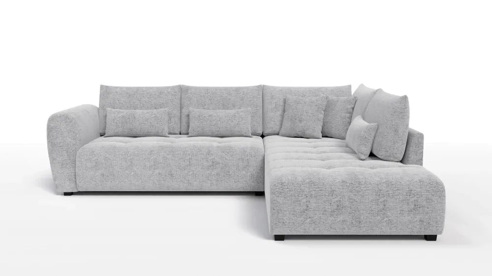 Coltar in forma de L tapitat cu Chenille Gri deschis Sajma 20 L299x234cm Trezzo