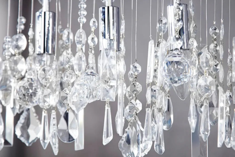 Candelabru din Metal Argintiu si Acrilic Transparent L120xH30cm Diamonds