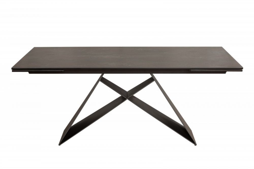Masa extensibila dreptunghiulara din Ceramica Maro/Negru de 8-10 persoane L180/260x100cm Prometheus
