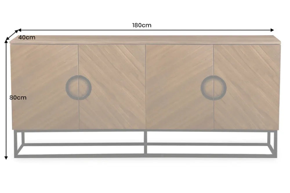 Comoda din MDF/Furnir de nuc Maro si Metal Negru L180xH80cm GRANDEZZA