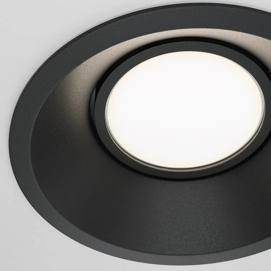 Spot incastrat rotund din Aluminiu Negru H4.5xD9cm IP 20 GU10 50W Dot