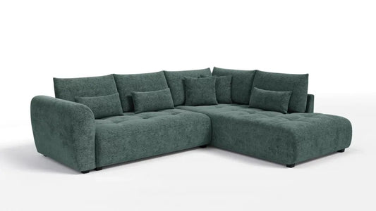 Coltar extensibil in forma de L tapitat cu Chenille Sajma 11 Verde L291x234cm Trezzo