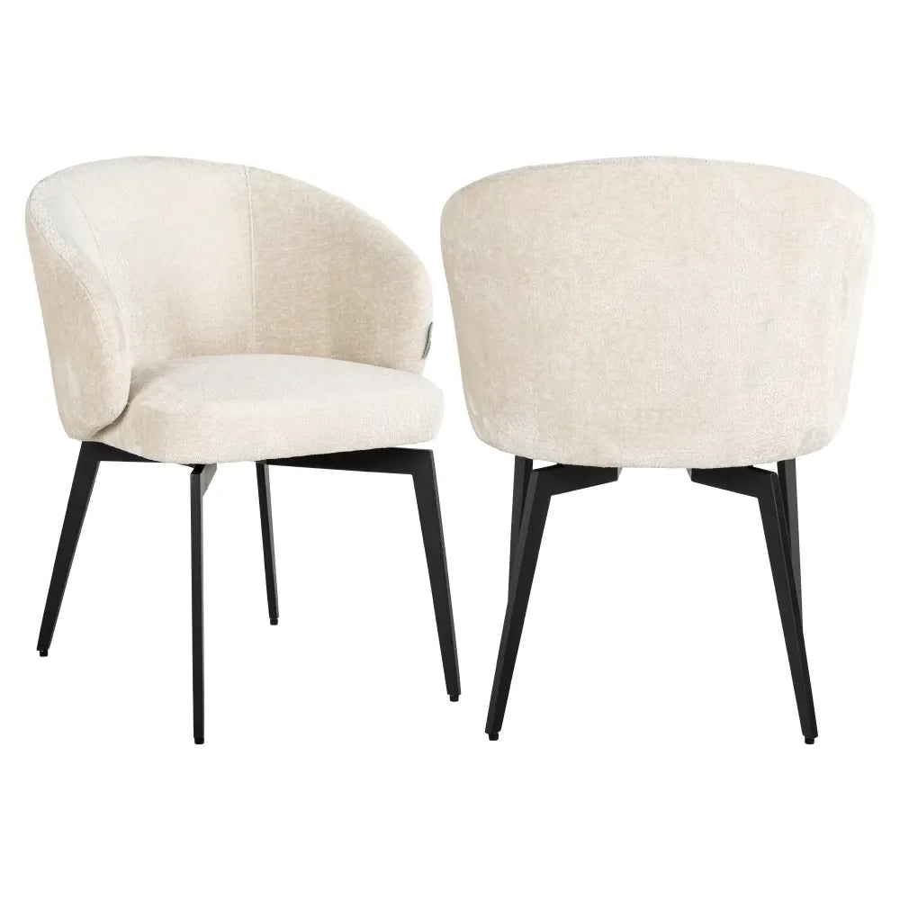 Scaun tapitat cu Chenille Alb cu picioare din Metal Negru H79xL59xA61cm Amphara Richmond Interiors