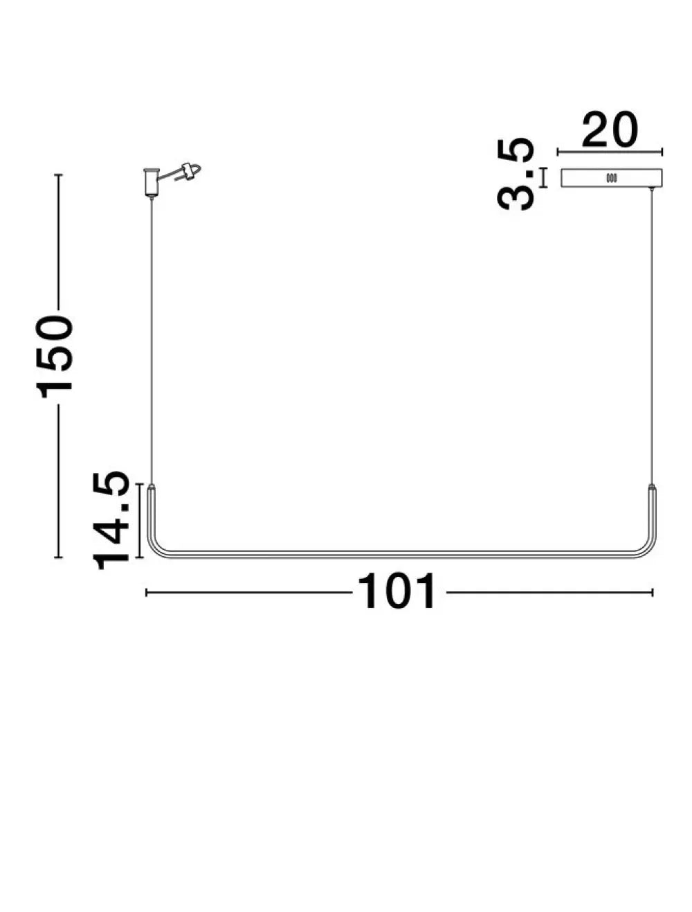 Lusta din Metal Negru L101xH150cm 20W 1062Lm 3200K IP20 STRITA
