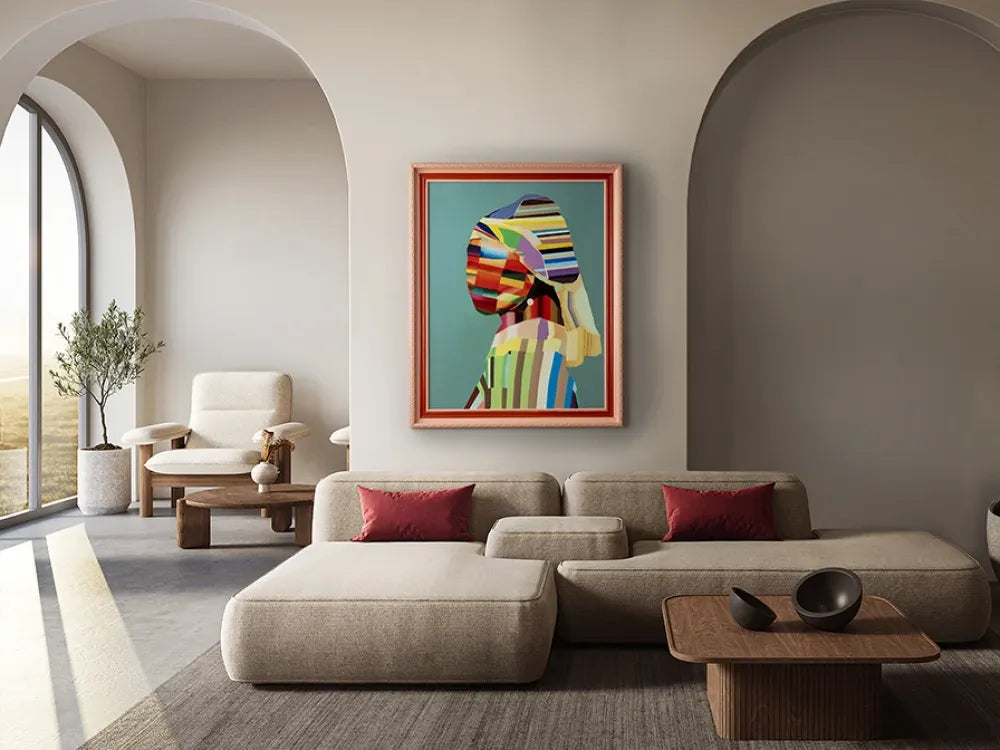 Tablou din Hartie/MDF/polistiren Multicolor L84xH104cm Joven con perla POP