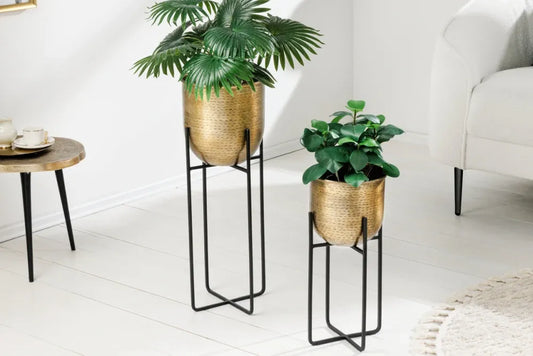 Set 2 ghivece din Metal Auriu/Negru H46/67xD20/23cm Unit