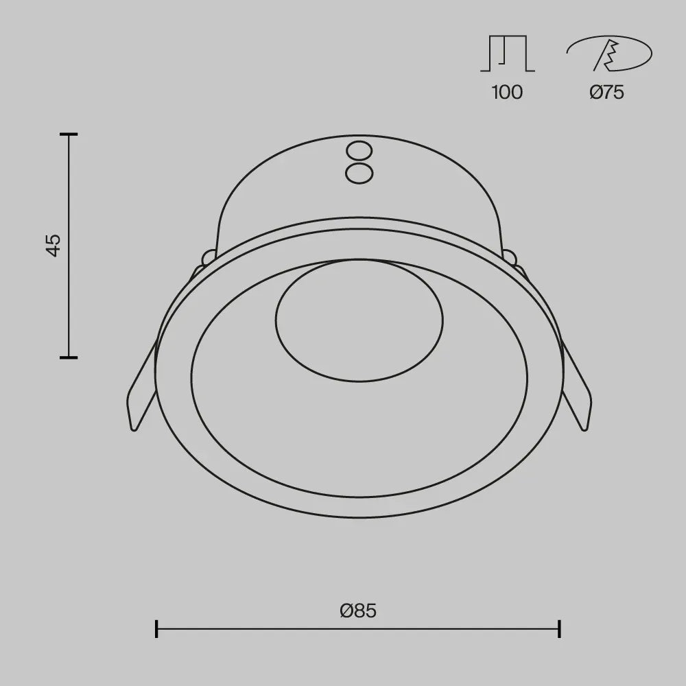 Spot incastrat din Aluminiu Alb D8.5xH4.5cm Zoom