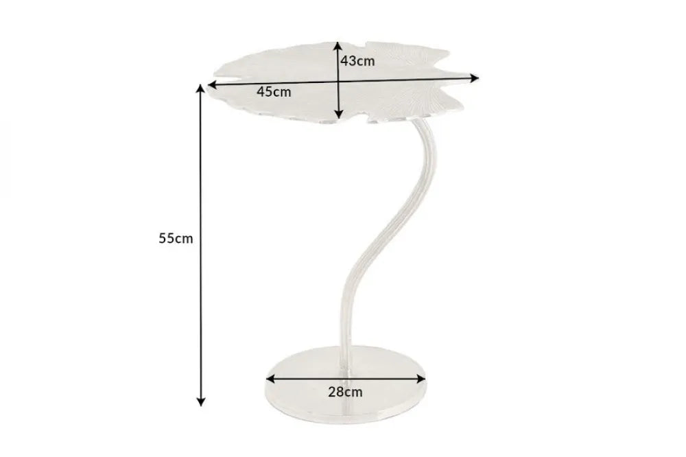 Masuta laterala din Metal Argintiu L46xH53cm Ginkgo leaf