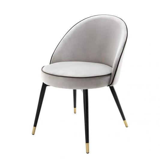 Set 2 scaune tapitat cu Catifea Gri deschis cu picioare din Metal Negru/Auriu H83xL55xA64cm Cooper Eichholtz