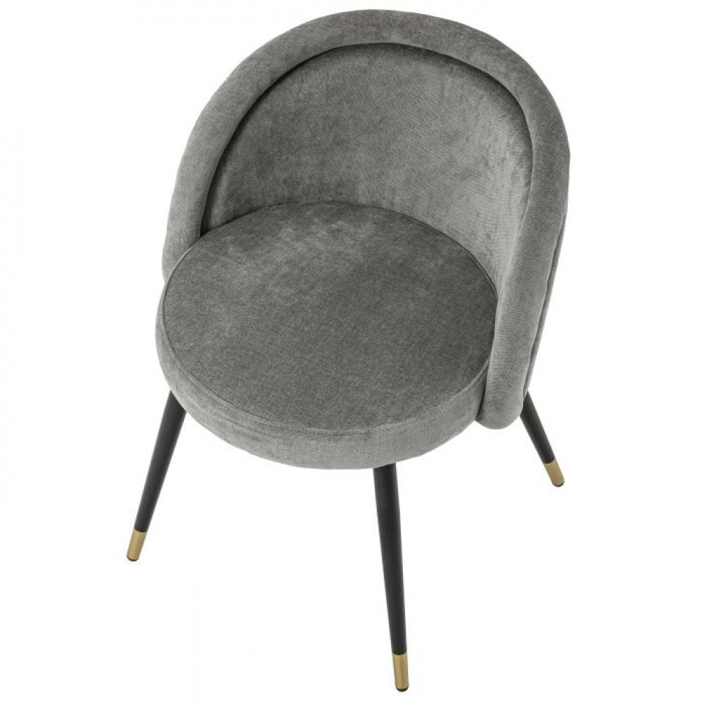 Set 2 scaune cu brate din Catifea si Metal Gri/Negru H77xL58xA49.5cm Eichholtz Chloe