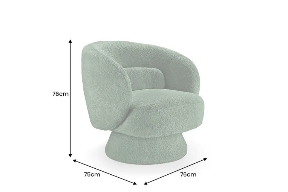 Fotoliu rotativ tapitat cu Stofa boucle Verde H76xL76xA75cm Bossa Nova
