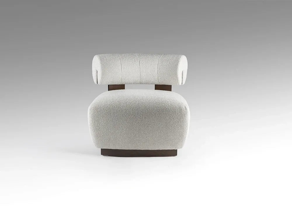 Fotoliu din Lemn Maro si Chenille Ecru L76xH69cm Naomi