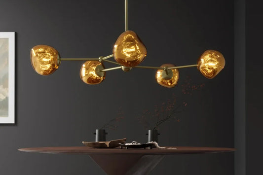 Lustra din Metal Auriu si Sticla Auriu L91xH49cm LIQUID DIAMOND