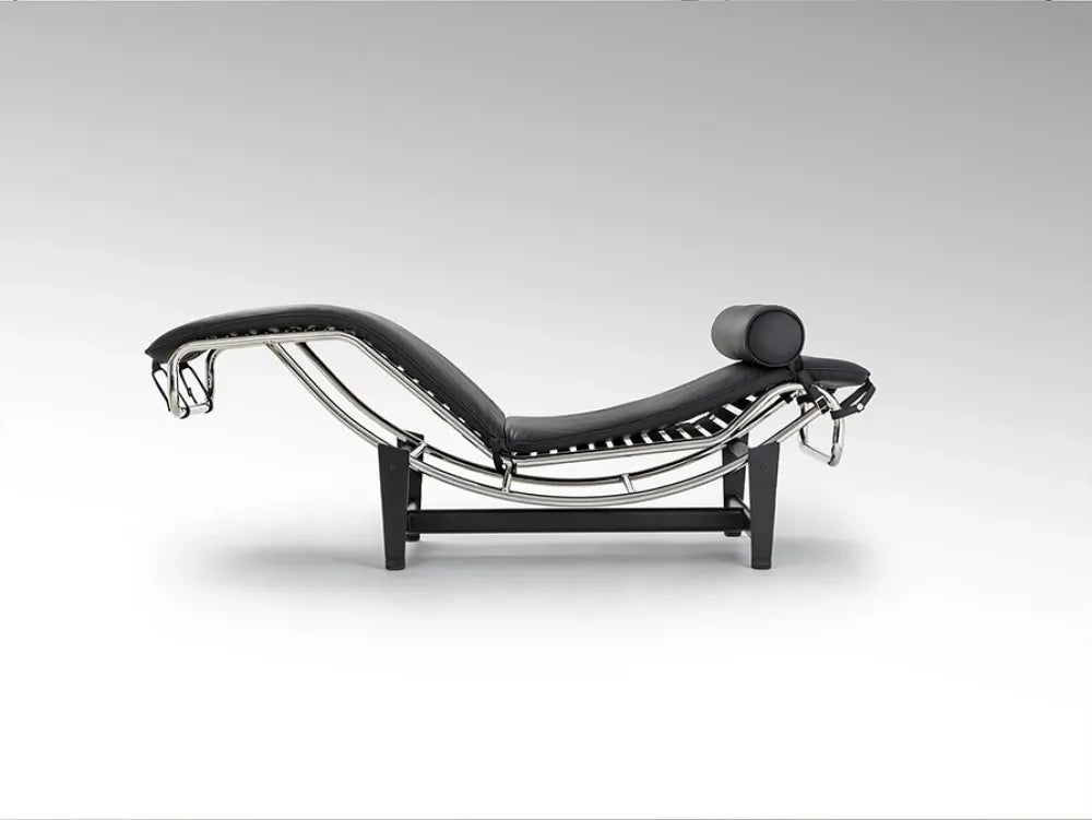 Sezlong din Metal Negru/Argintiu si Piele Negru L154xH56cm Leco