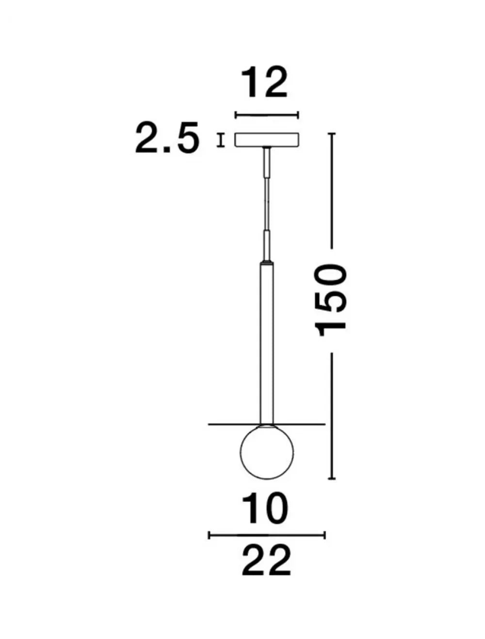 Pendul structura din Metal Negru si abajur din Sticla Alb H150xL22cm IP20 PIELO