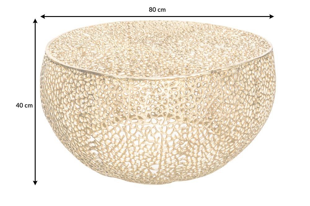 Masuta de cafea Rotunda din Metal Auriu D80xH40cm Leaf