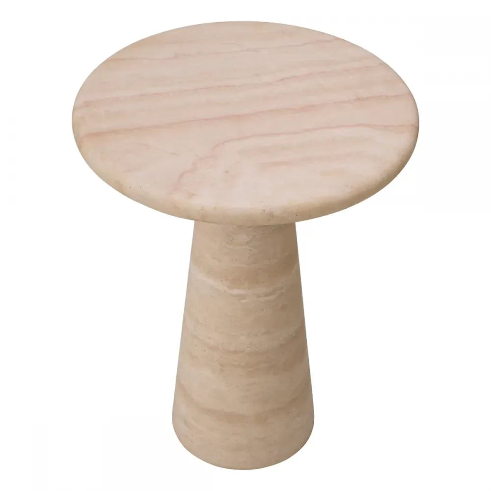Masuta laterala Rotunda din Travertin Bej D45xH58cm Adriana L Eichholtz