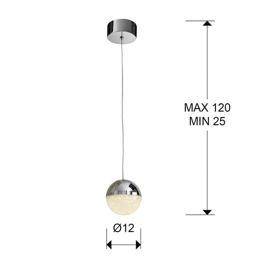 Pendul cu inaltime reglabila din Sticla Transparent cu LED D12xH150cm Sphere