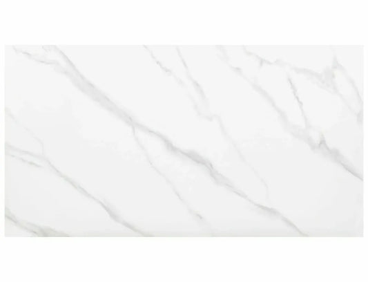 Masa extensibila din Ceramica Alb cu efect de marmura si Metal Negru L120-180xH76cm John