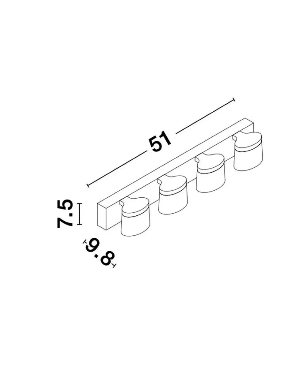 Aplica de perete structura din Aluminiu Argintiu si abajur din Acrilic Alb H7.5xL51cm IP44 20W 2052lm 3000k SABIA