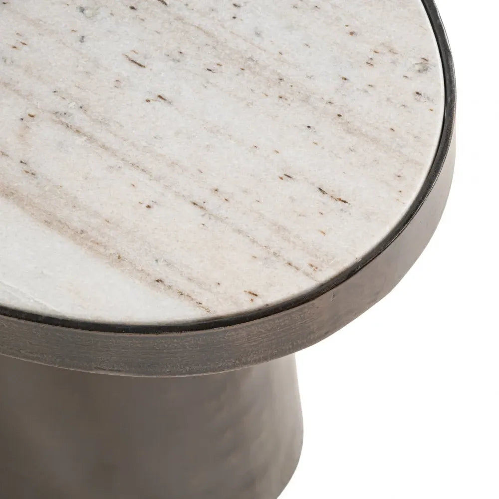 Masuta laterala din MDF/Metal Maro si Marmura Crem L70xH45cm Biloxi Richmond interiors