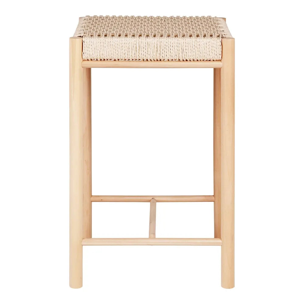 Scaun de insula fara spatar din Lemn Maro si Rachita Maro H66,5xL42xA42cm Abano