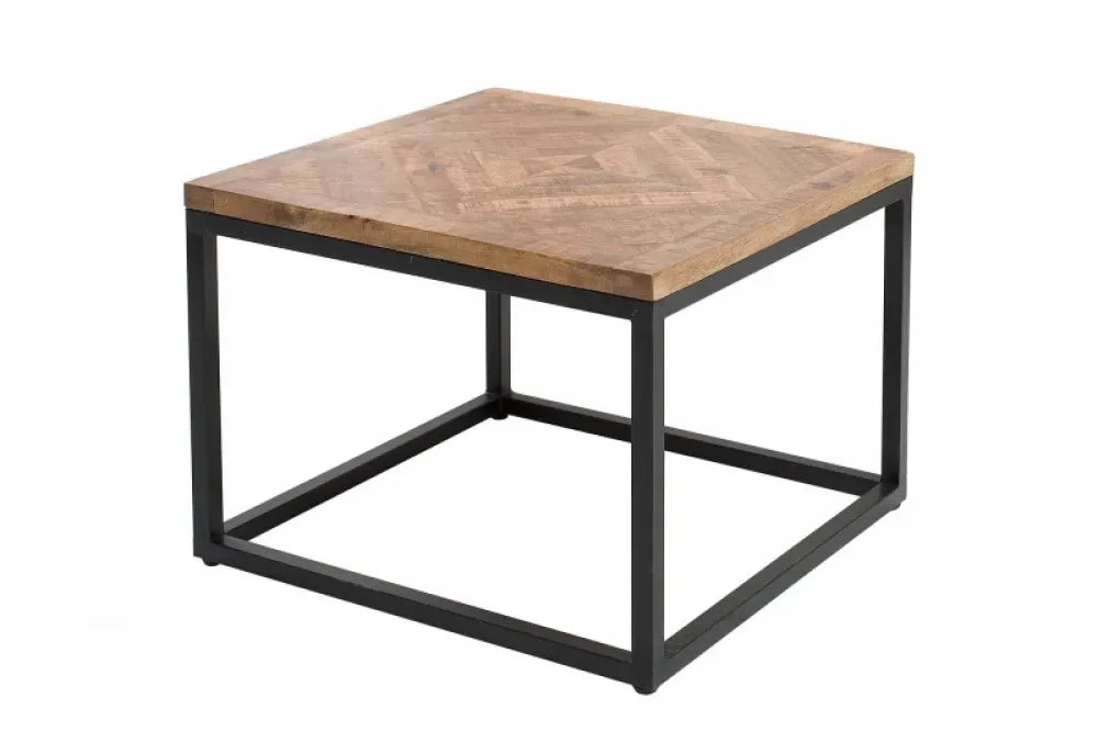 Masuta laterala Patrata din Lemn de mango Maro si Metal Negru L60xH45cm Infinity
