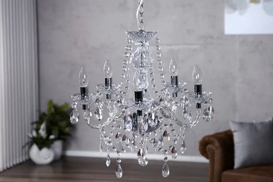 Candelabru din Metal Argintiu si Acrilic Transparent D53xH54cm Diamonds