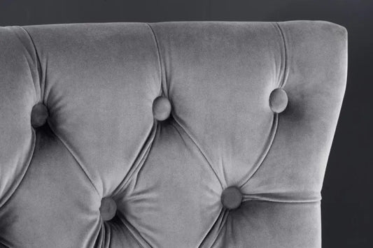 Scaun de bar tapitat cu Catifea Gri cu picioare din Otel inoxidabil Argintiu H116xL51xA60cm Castle Deluxe